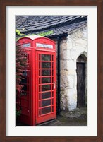 Framed Telephone booth outside a house, Castle Combe, Cotswold, Wiltshire, England