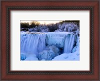Framed Waterfall frozen in winter, American Falls, Niagara Falls, New York, USA