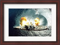 Framed USS Iowa Firing Guns