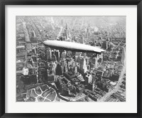 Framed USS Los Angeles Airship Over Manhattan