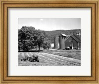 Framed Tractor Raking a Field, East Ryegate, Vermont, USA