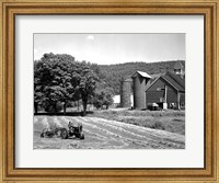 Framed Tractor Raking a Field, East Ryegate, Vermont, USA