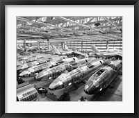 Framed Incomplete Bomber Planes on the Final Assembly Line in an Airplane Factory, Wichita, Kansas, USA