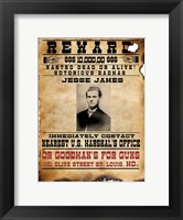 Framed Jesse James Wanted Poster