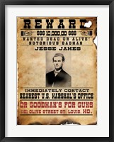 Framed Jesse James Wanted Poster