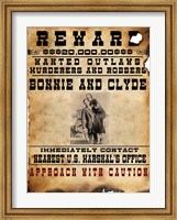 Framed Bonnie and Clyde Wanted Poster