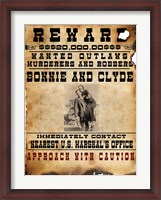 Framed Bonnie and Clyde Wanted Poster