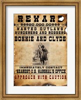 Framed Bonnie and Clyde Wanted Poster