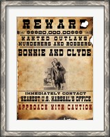 Framed Bonnie and Clyde Wanted Poster