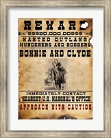 Framed Bonnie and Clyde Wanted Poster