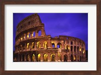 Framed Low angle view of a coliseum lit up at night, Colosseum, Rome, Italy