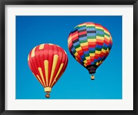 Framed 2 Rainbow Hot Air Balloons Floating Together