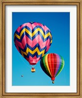 Framed Hot Pink and Navy Blue Air Balloon Floating in the Sky