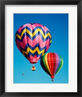 Framed Hot Pink and Navy Blue Air Balloon Floating in the Sky