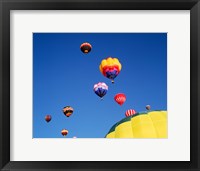 Framed Hot Air Balloons Flying Away in a Group