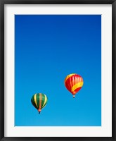 Framed Green and Red Hot Air Balloons Taking Off