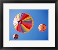 Framed Three Rainbow Colored Hot Air Balloons from Below