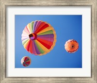 Framed Three Rainbow Colored Hot Air Balloons from Below