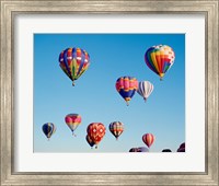 Framed Hot Air Balloons in a Group Floating into the Sky