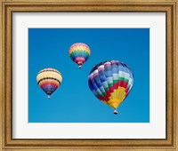 Framed 3 Multi-Colored Hot Air Balloons Flying