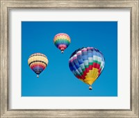 Framed 3 Multi-Colored Hot Air Balloons Flying
