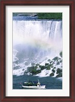 Framed Boat in front of a waterfall, American Falls, Niagara Falls, New York, USA