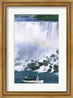 Framed Boat in front of a waterfall, American Falls, Niagara Falls, New York, USA