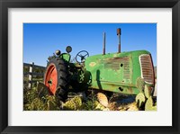 Framed Abandoned tractor in a field, Temecula, Wine Country, California, USA