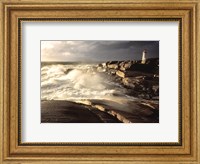 Framed Waves crashing against rocks, Peggy's Cove Lighthouse, Peggy's Cove, Nova Scotia, Canada