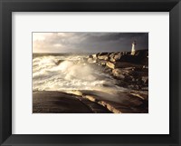 Framed Waves crashing against rocks, Peggy's Cove Lighthouse, Peggy's Cove, Nova Scotia, Canada