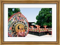 Framed Decorative drum in front of a building, Meiji Jingu Shrine, Tokyo, Japan