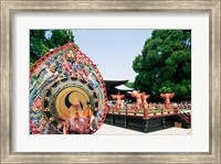 Framed Decorative drum in front of a building, Meiji Jingu Shrine, Tokyo, Japan