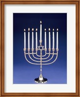 Framed Close-up of a menorah with a Star of David
