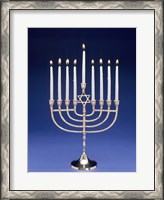 Framed Close-up of a menorah with a Star of David