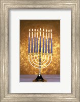 Framed Close-up of lit candles on a menorah