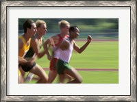 Framed Male athletes running