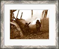 Framed Two American Soldiers Storming a Bunker