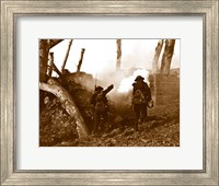 Framed Two American Soldiers Storming a Bunker