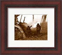 Framed Two American Soldiers Storming a Bunker