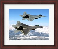 Framed Two F-22 Raptor in Flying