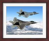 Framed Two F-22 Raptor in Flying