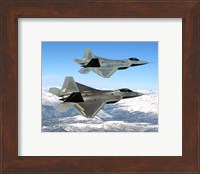 Framed Two F-22 Raptor in Flying
