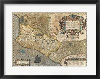 Framed 1606 Hondius and Mercator Map of Mexico