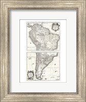 Framed 1730 Covens and Mortier Map of South America