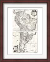 Framed 1730 Covens and Mortier Map of South America