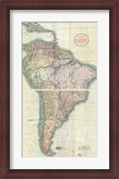 Framed 1807 Close up Cary Map of South America
