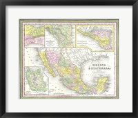 Framed 1850 Mitchell Map of Mexico Texas