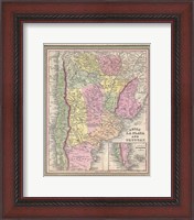 Framed 1853 Mitchell Map of Argentina
