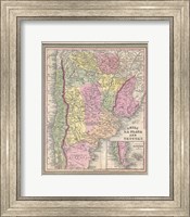 Framed 1853 Mitchell Map of Argentina