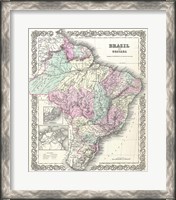 Framed 1855 Colton Map of Brazil And Guyana